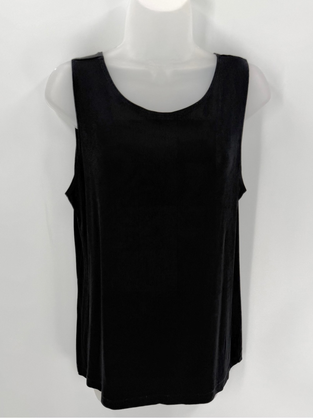 Chico's Travelers Tank Top Women L 12 2 Black Scoop Neck Sleeveless Knit Stretch